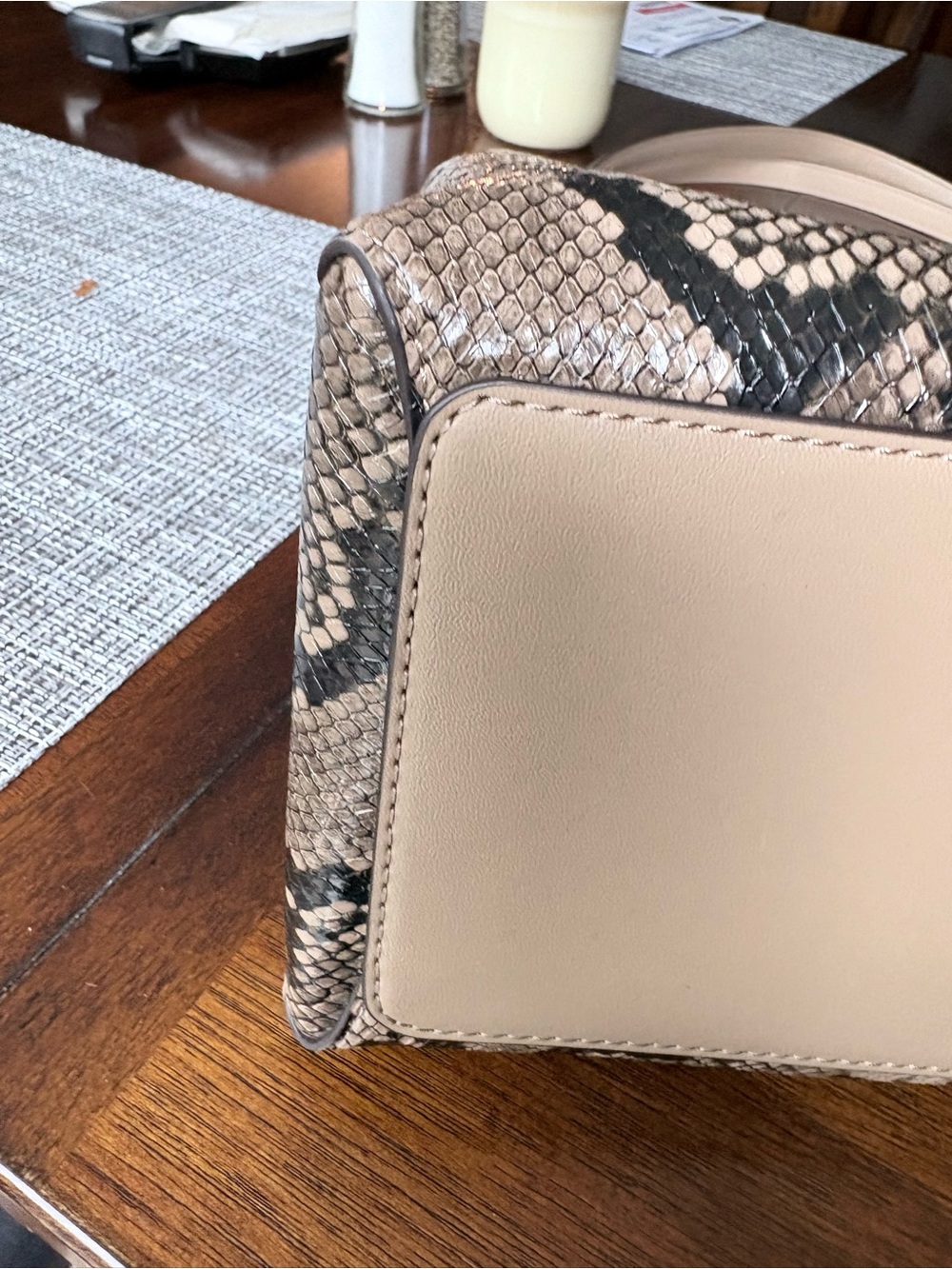 NWT Michael Kors Large Christina Beige Snake-Print Tote Bag - Picture 6 of 7